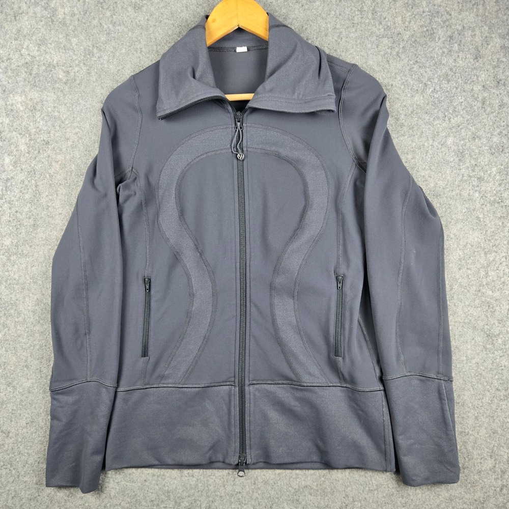 Lululemon Define Jacket Womens 6 Gray Full Zip Yoga Activewear Thumbholes Logo